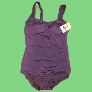 NWT Lands' End Women's Tugless One Piece Swimsuit Size 4 UPF 50 RN 62830  Purple